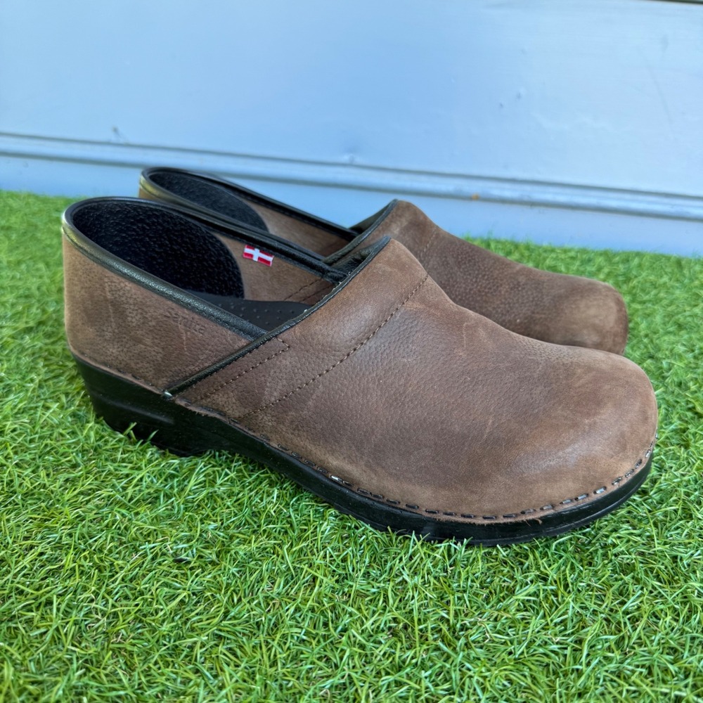Sanita‎ Professional Clogs Brown Oiled Leather Danish Shoes Womens 42